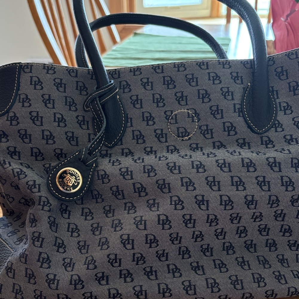 Dooney & Bourke Black and Gray DB Monogram Tote